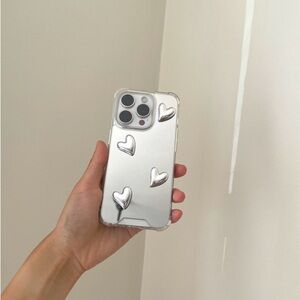Cute Heart Silicone Mirror iPhone 15 pro or Pro Max